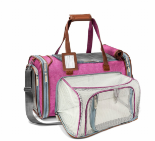 Mr. Peanut's Gold Series Mini Size Expandable Pet Carrier (Color: Rosa, size: 16 in L x 10 in W x 10 in H)